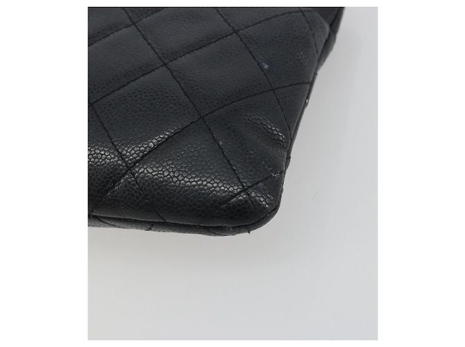 Borsa Clutch CHANEL Pelle Caviar Navy Silver CC Auth bs36769 Argento Blu navy - vista 8