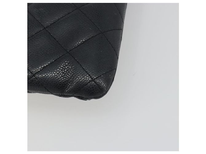 Borsa Clutch CHANEL Pelle Caviar Navy Silver CC Auth bs36769 Argento Blu navy - vista 9