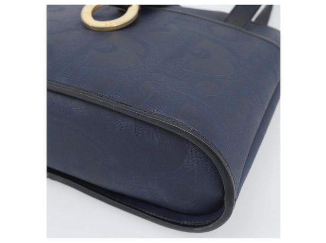 Borsa a Mano Christian Dior Trotter PVC Pelle Navy Tono Oro Auth 196124 - vista 10