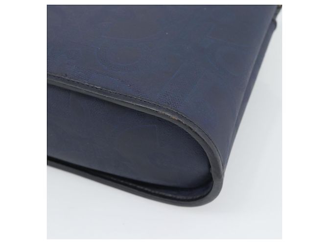Borsa a Mano Christian Dior Trotter PVC Pelle Navy Tono Oro Auth 196124 - vista 12