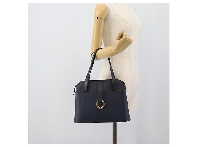 Borsa a Mano Christian Dior Trotter PVC Pelle Navy Tono Oro Auth 196124 - vista 22
