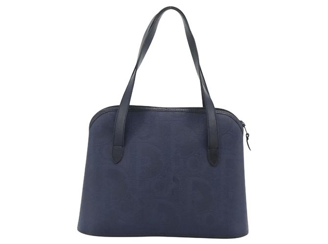 Borsa a Mano Christian Dior Trotter PVC Pelle Navy Tono Oro Auth 196124 - vista 3