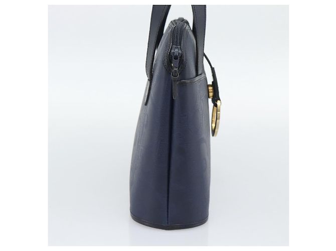 Borsa a Mano Christian Dior Trotter PVC Pelle Navy Tono Oro Auth 196124 - vista 4