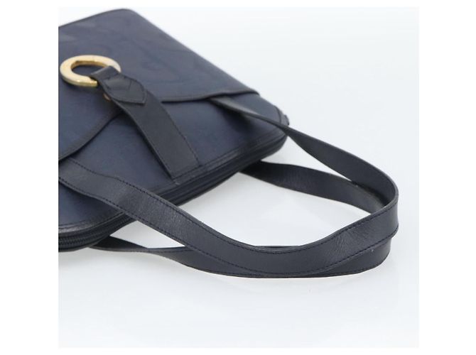 Borsa a Mano Christian Dior Trotter PVC Pelle Navy Tono Oro Auth 196124 - vista 7