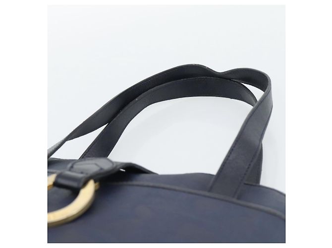 Borsa a Mano Christian Dior Trotter PVC Pelle Navy Tono Oro Auth 196124 - vista 8