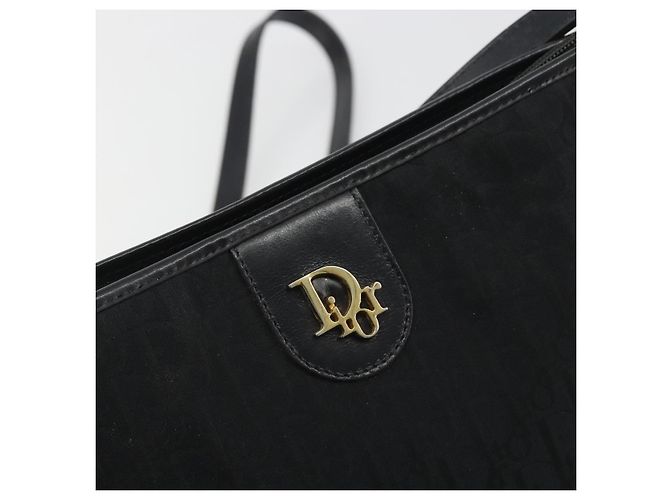 Borsa a Tracolla Christian Dior Trotter Canvas Nero Oro Auth 186956 - vista 14