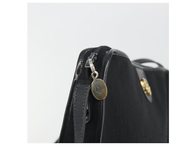 Borsa a Tracolla Christian Dior Trotter Canvas Nero Oro Auth 186956 - vista 15