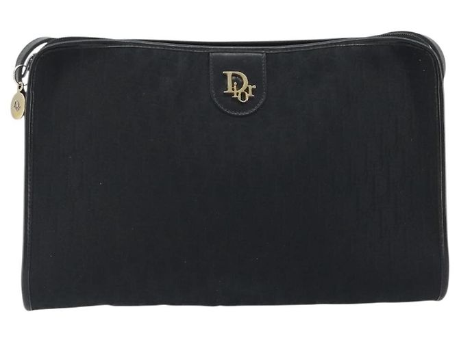 Borsa a Tracolla Christian Dior Trotter Canvas Nero Oro Auth 186956 - vista 2