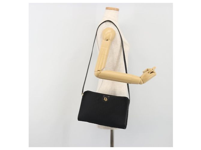 Borsa a Tracolla Christian Dior Trotter Canvas Nero Oro Auth 186956 - vista 20