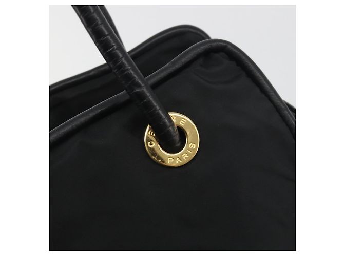 Céline Borsa Tote Circle CELINE Nylon Nero Oro Auth 195054A D'oro - vista 14