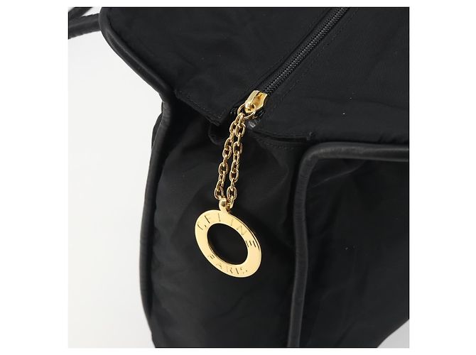 Céline Borsa Tote Circle CELINE Nylon Nero Oro Auth 195054A D'oro - vista 15