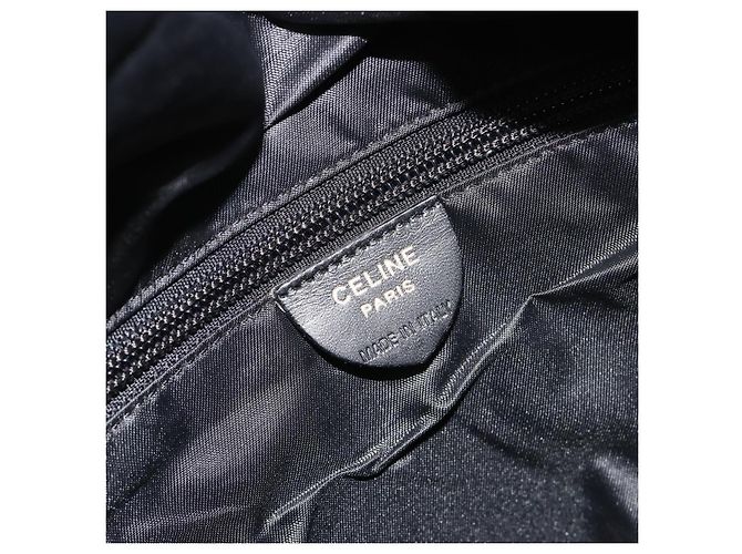Céline Borsa Tote Circle CELINE Nylon Nero Oro Auth 195054A D'oro - vista 16