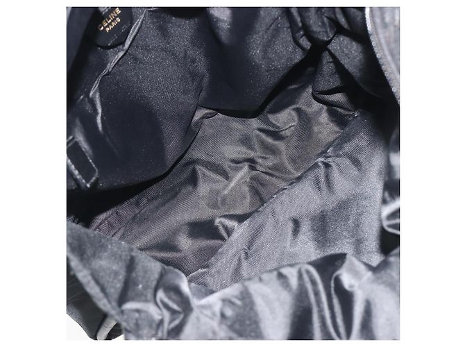 Céline Borsa Tote Circle CELINE Nylon Nero Oro Auth 195054A D'oro - vista 17