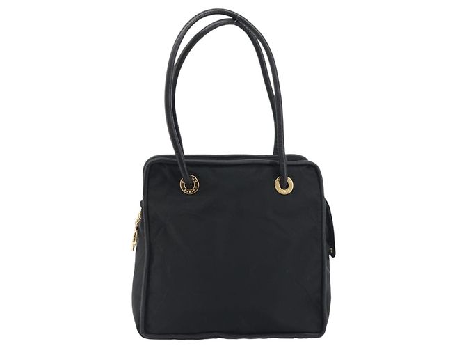 Céline Borsa Tote Circle CELINE Nylon Nero Oro Auth 195054A D'oro - vista 2