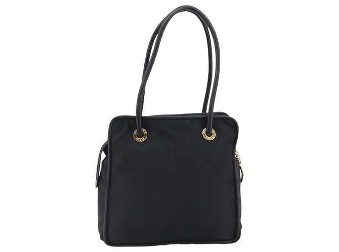 Céline Borsa Tote Circle CELINE Nylon Nero Oro Auth 195054A D'oro - vista 3