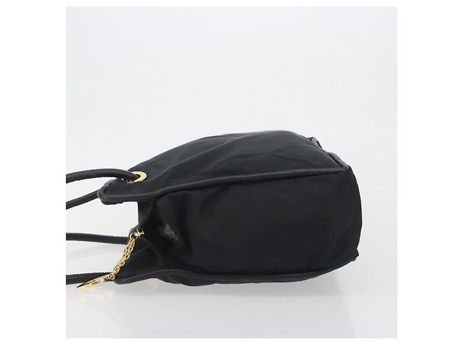 Céline Borsa Tote Circle CELINE Nylon Nero Oro Auth 195054A D'oro - vista 5