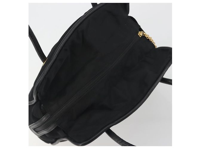 Céline Borsa Tote Circle CELINE Nylon Nero Oro Auth 195054A D'oro - vista 6