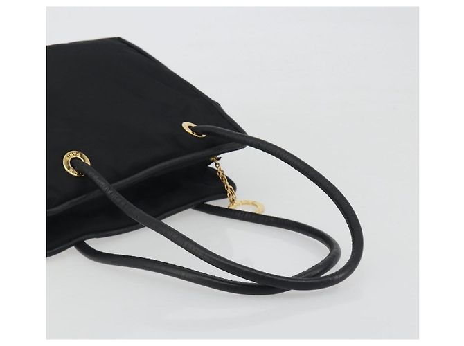 Céline Borsa Tote Circle CELINE Nylon Nero Oro Auth 195054A D'oro - vista 7