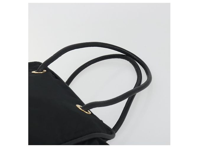 Céline Borsa Tote Circle CELINE Nylon Nero Oro Auth 195054A D'oro - vista 8