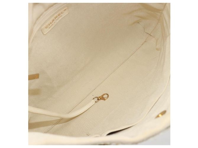 Borsa Tote CHANEL Patchwork Chain Tweed Ivory Gold CC Auth 195106SM D'oro Crudo - vista 17
