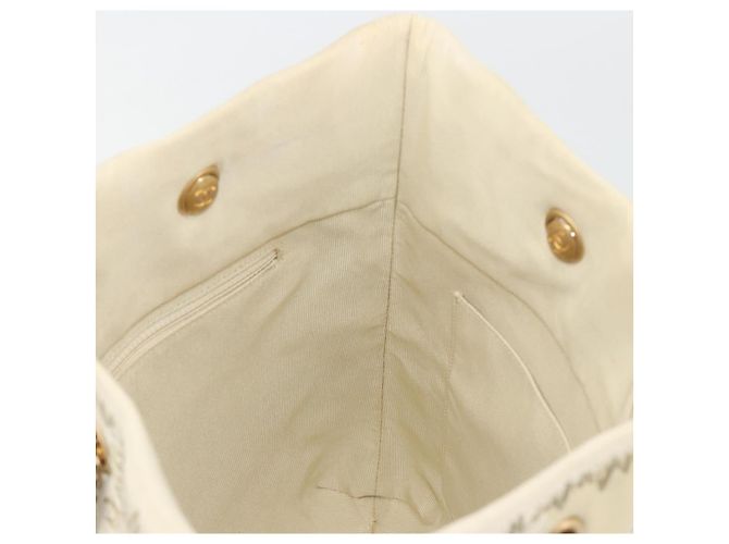 Borsa Tote CHANEL Patchwork Chain Tweed Ivory Gold CC Auth 195106SM D'oro Crudo - vista 18