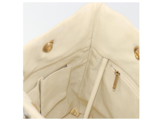 Borsa Tote CHANEL Patchwork Chain Tweed Ivory Gold CC Auth 195106SM D'oro Crudo - vista 19