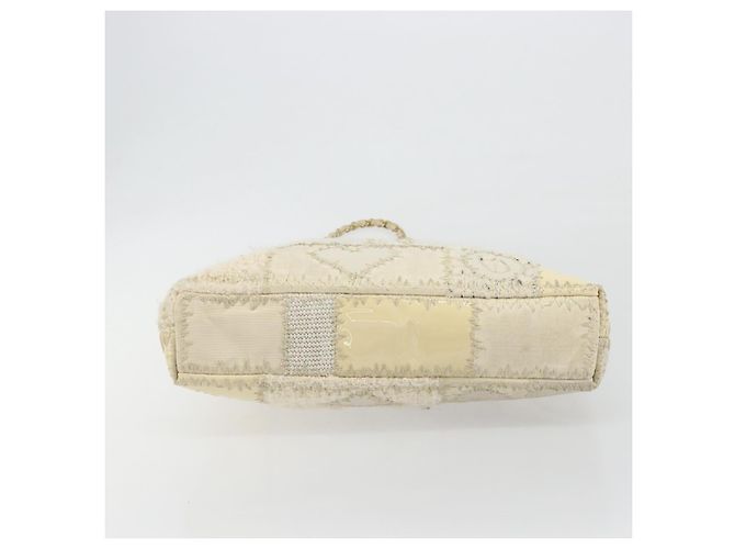 Borsa Tote CHANEL Patchwork Chain Tweed Ivory Gold CC Auth 195106SM D'oro Crudo - vista 9