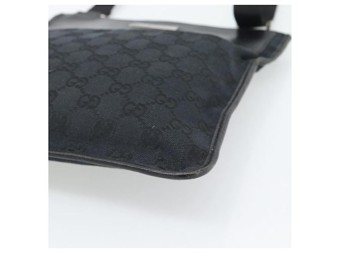 Bolsa de Ombro GUCCI GG Canvas Preta Prata 019.0348 Auth 196159 Preto - vista 10