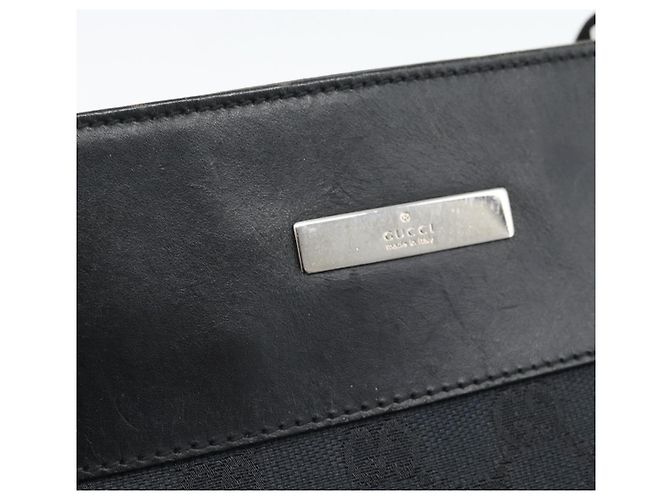 Bolsa de Ombro GUCCI GG Canvas Preta Prata 019.0348 Auth 196159 Preto - vista 14