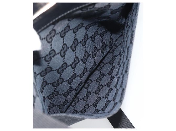 Bolsa de Ombro GUCCI GG Canvas Preta Prata 019.0348 Auth 196159 Preto - vista 21