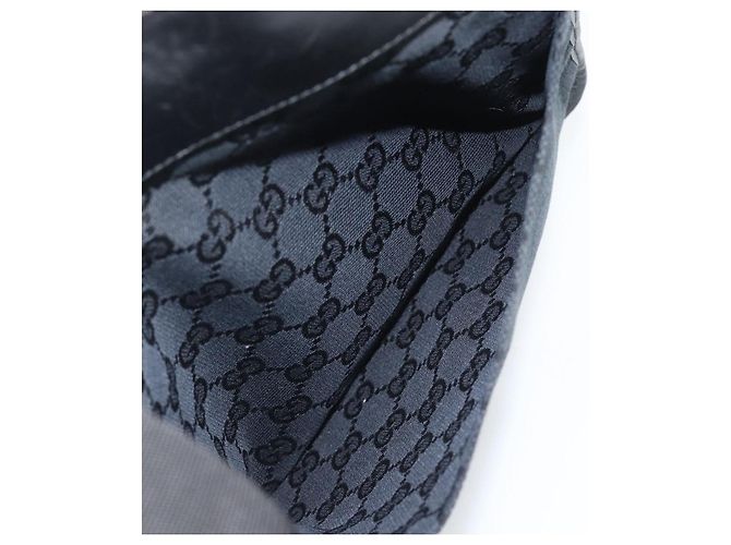 Bolsa de Ombro GUCCI GG Canvas Preta Prata 019.0348 Auth 196159 Preto - vista 22