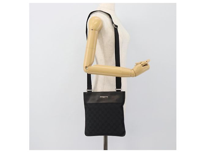 Bolsa de Ombro GUCCI GG Canvas Preta Prata 019.0348 Auth 196159 Preto - vista 24