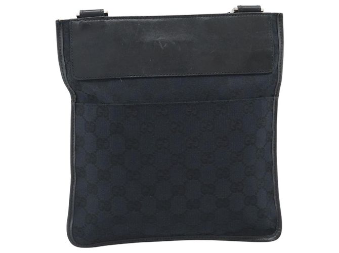 Bolsa de Ombro GUCCI GG Canvas Preta Prata 019.0348 Auth 196159 Preto - vista 3