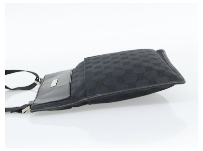 Bolsa de Ombro GUCCI GG Canvas Preta Prata 019.0348 Auth 196159 Preto - vista 4