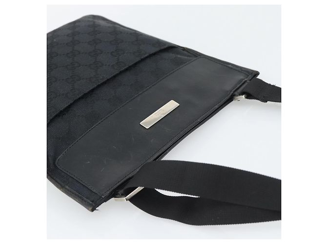 Bolsa de Ombro GUCCI GG Canvas Preta Prata 019.0348 Auth 196159 Preto - vista 6