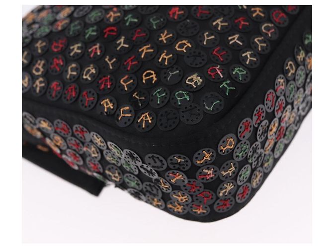 Borsa a tracolla FENDI Mamma Baguette Nylon e Paillettes 2 vie Marrone Oro Auth 196362SM D'oro - vista 12