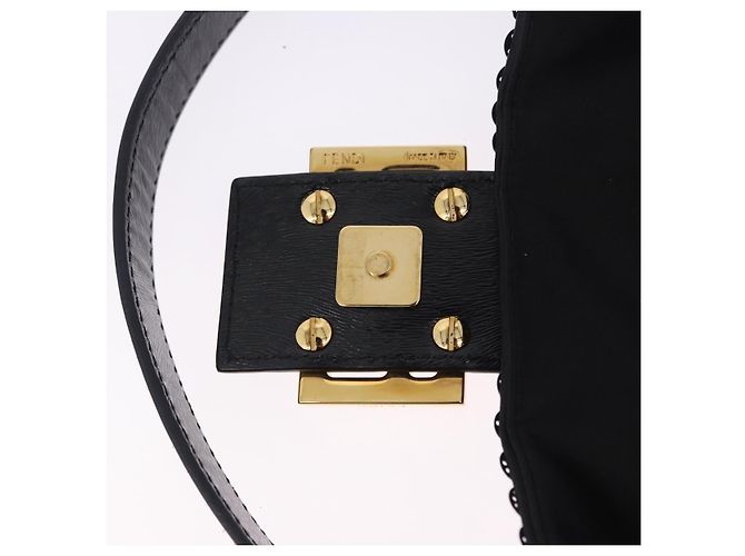 Borsa a tracolla FENDI Mamma Baguette Nylon e Paillettes 2 vie Marrone Oro Auth 196362SM D'oro - vista 16