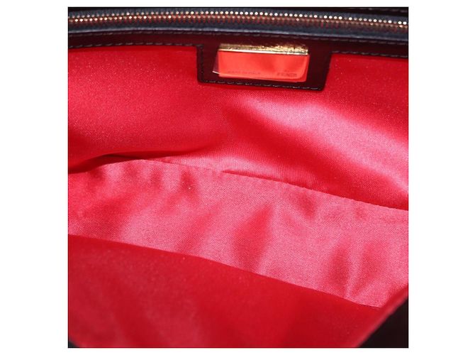 Borsa a tracolla FENDI Mamma Baguette Nylon e Paillettes 2 vie Marrone Oro Auth 196362SM D'oro - vista 19