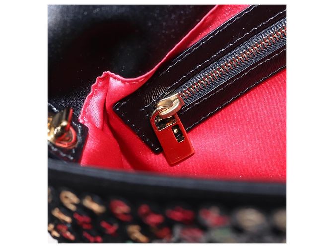 Borsa a tracolla FENDI Mamma Baguette Nylon e Paillettes 2 vie Marrone Oro Auth 196362SM D'oro - vista 22