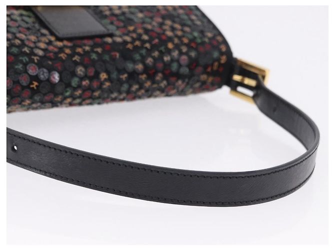 Borsa a tracolla FENDI Mamma Baguette Nylon e Paillettes 2 vie Marrone Oro Auth 196362SM D'oro - vista 7