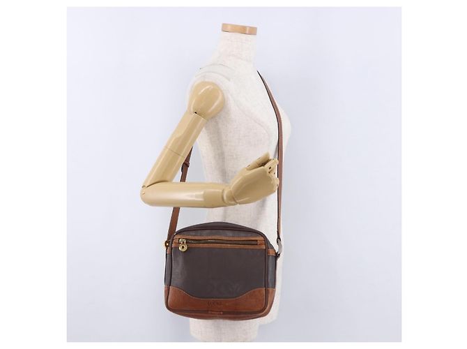 Borsa a tracolla LOEWE PVC Brown Gold Silver Auth 195697 Marrone Argento D'oro - vista 22