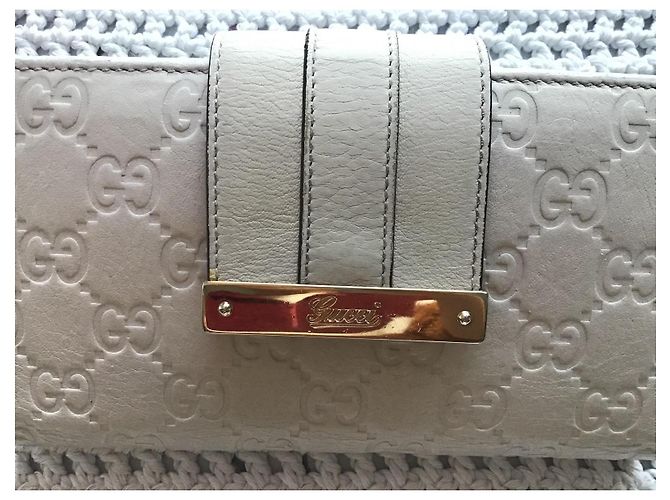 Gucci Guccissima Geldbörse aus hellbeigem Leder - Ansicht 2