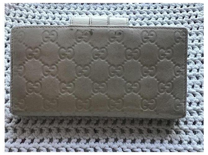 Gucci Guccissima Geldbörse aus hellbeigem Leder - Ansicht 3