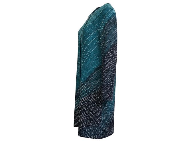 Autre Marque Conjunto de casaco e vestido de malha de viscose e lã St. John Turquoise / Teal Multi Azul - vista 2