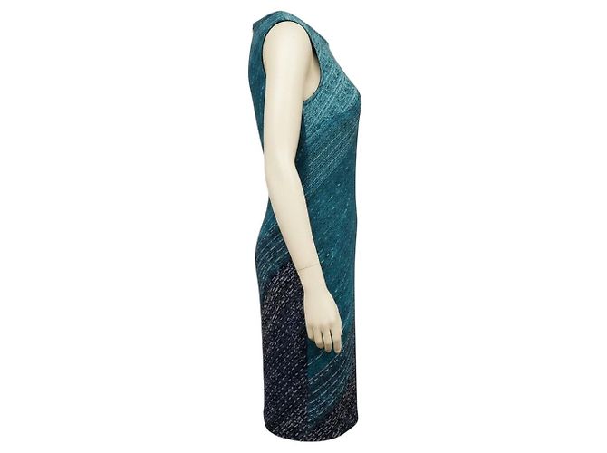 Autre Marque Conjunto de casaco e vestido de malha de viscose e lã St. John Turquoise / Teal Multi Azul - vista 5