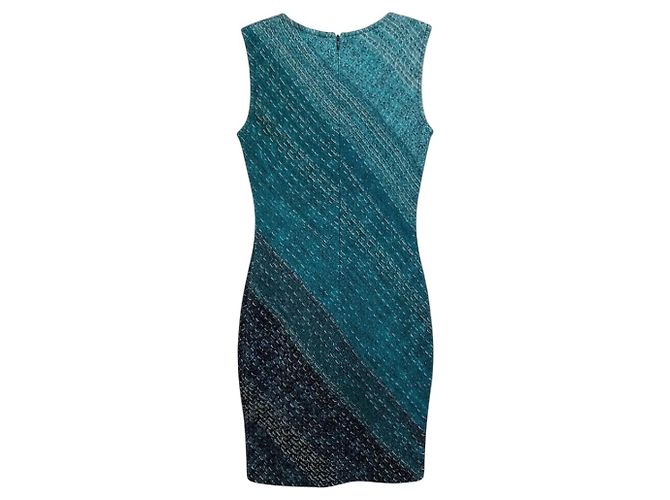 Autre Marque Conjunto de casaco e vestido de malha de viscose e lã St. John Turquoise / Teal Multi Azul - vista 6