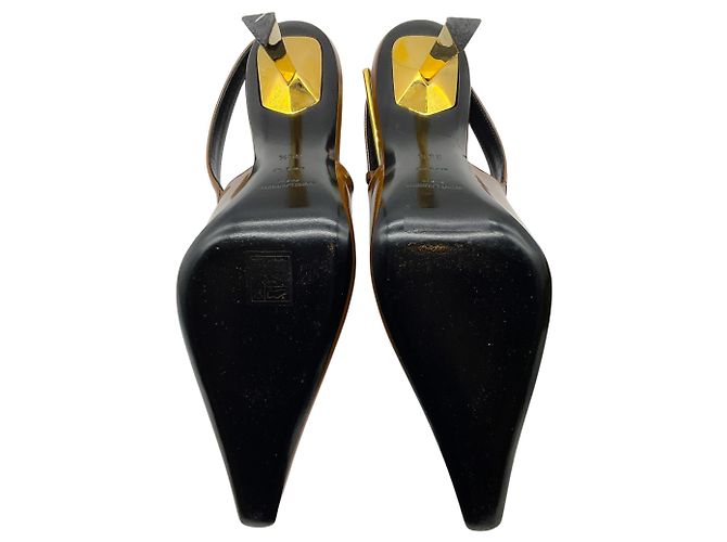 Saint Laurent Vernice Gloss Dune 110 Slingback Pumps Marrone - vista 6