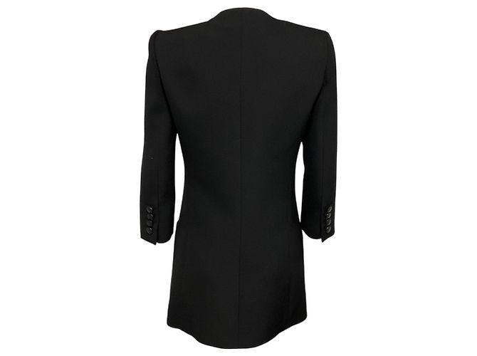 Saint Laurent Noir / Rouge Colorblock Button Front Wool Coat Multiple colors - view 3