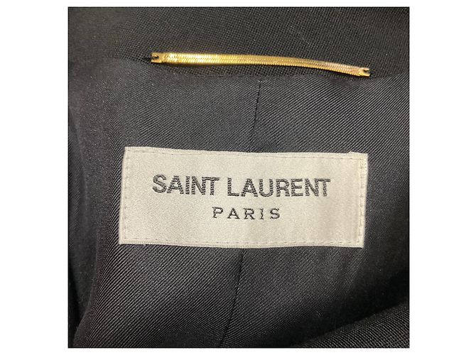 Saint Laurent Noir / Rouge Colorblock Button Front Wool Coat Multiple colors - view 4