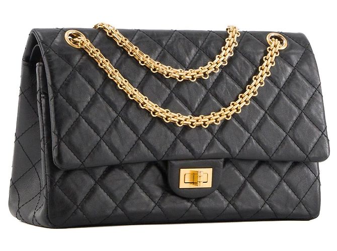 CHANEL - Borsa a tracolla 2.55 Chanel in pelle stropicciata nera Nero - vista 2